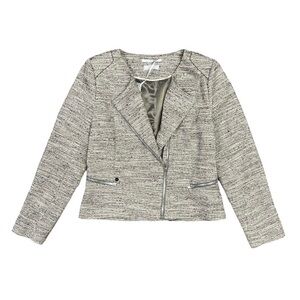 IKKS Pure Edition Tweed Square Jacket Women’s XL Beige Silver